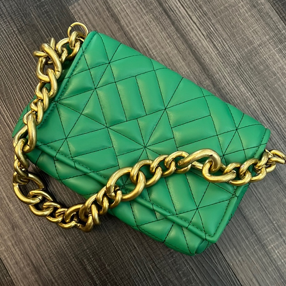ZARA green quilted bag